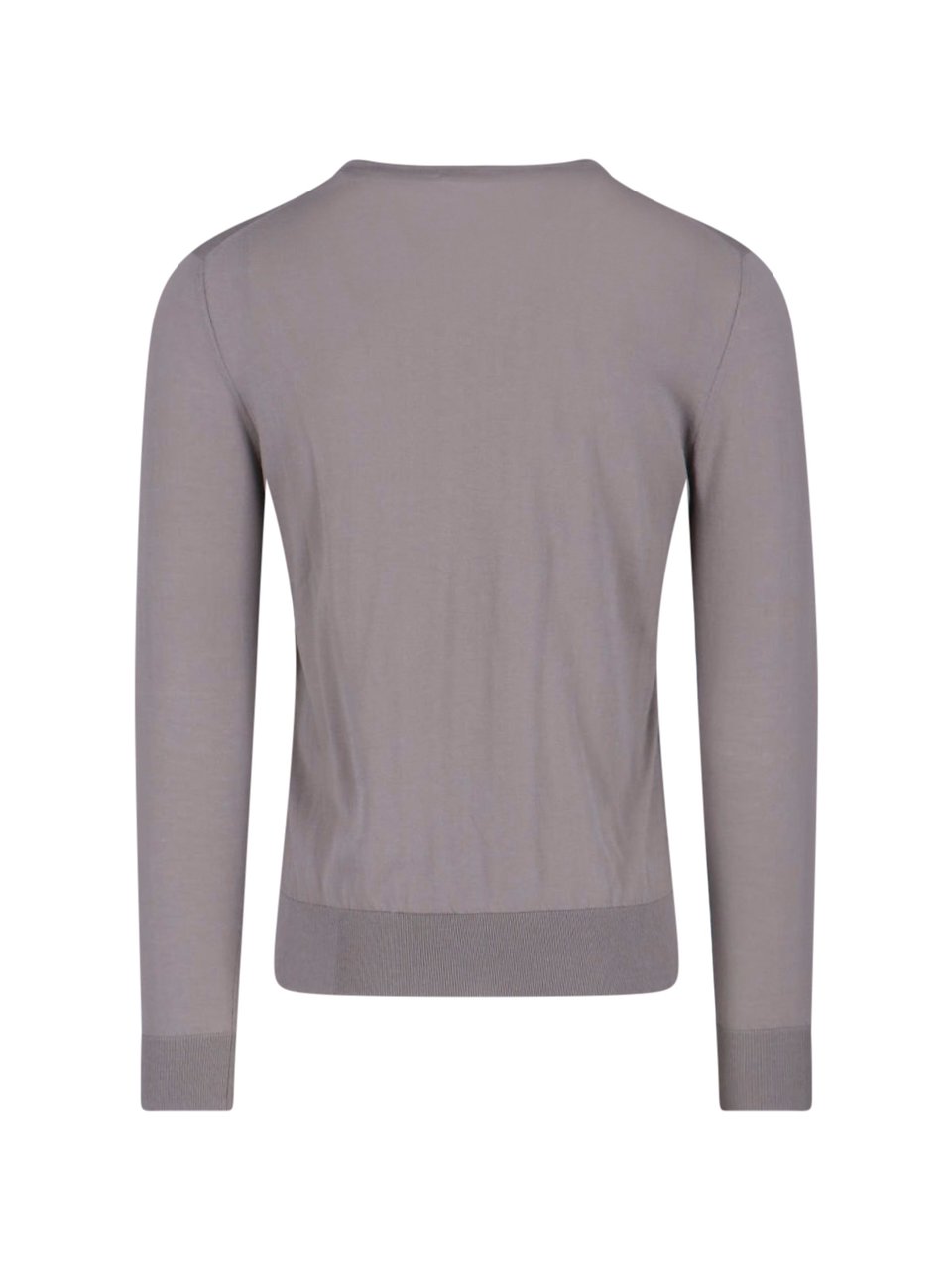 Ballantyne Grey V-Neck Ribbed Cotton Knit Sweater Grijs
