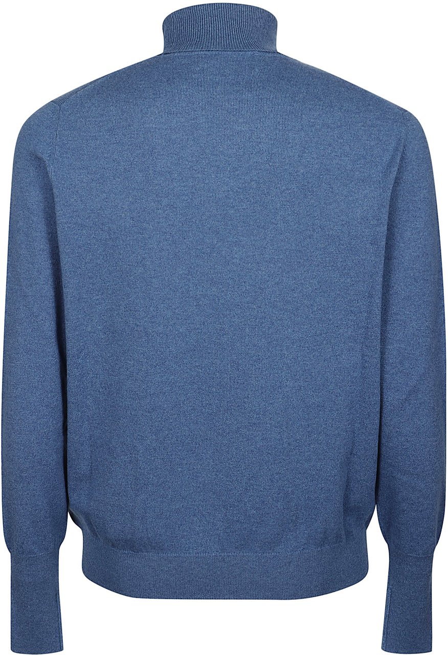 Ballantyne Plain Turtle Neck Sweater Blue Blauw