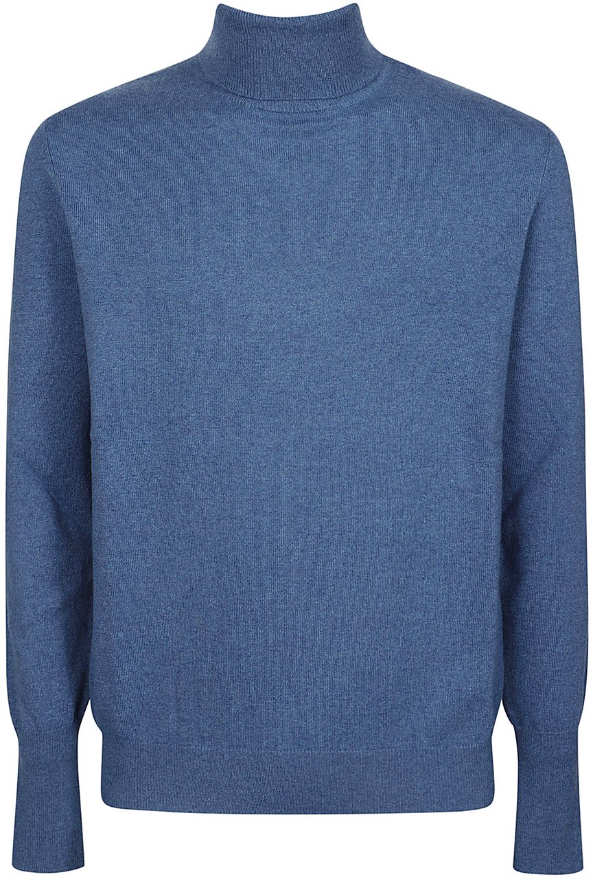 Ballantyne Plain Turtle Neck Sweater Blue Blauw
