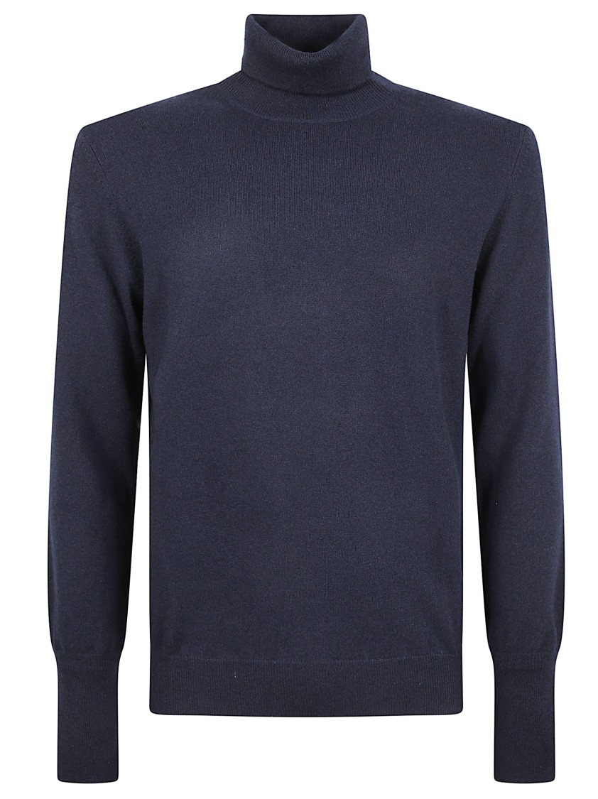 Ballantyne Classic Blue Wool Sweater With Fine Knit Texture Blauw