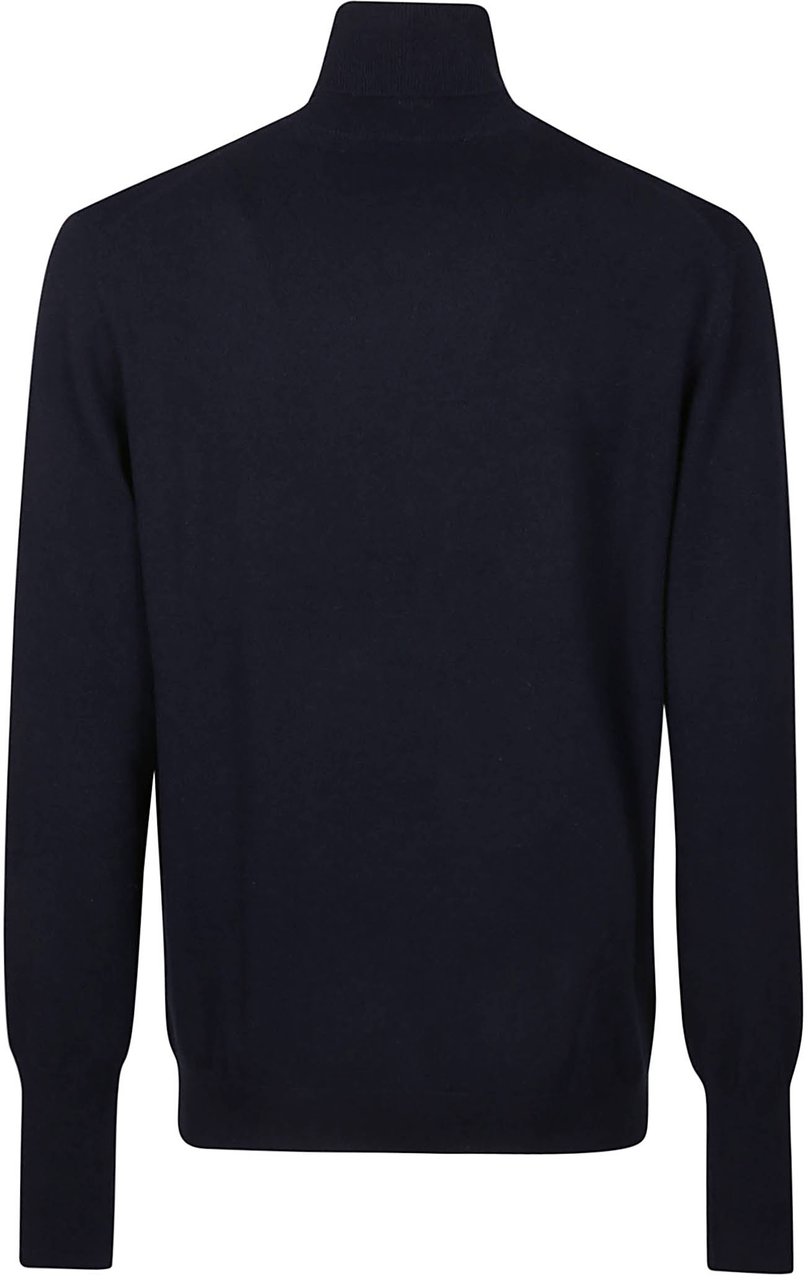 Ballantyne Plain Turtle Neck Sweater Blue Blauw