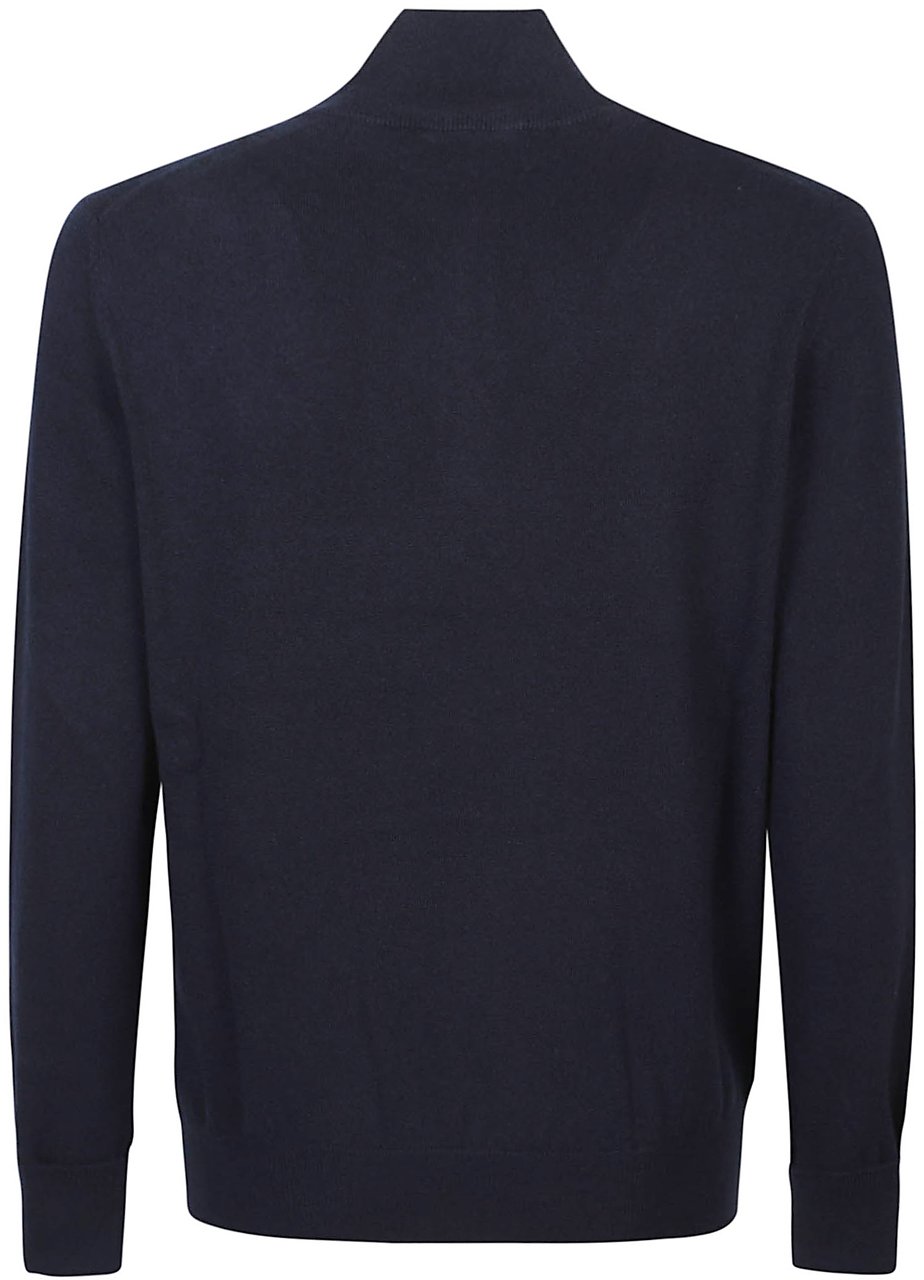 Ballantyne Plain Half Zip Sweater Blue Blauw