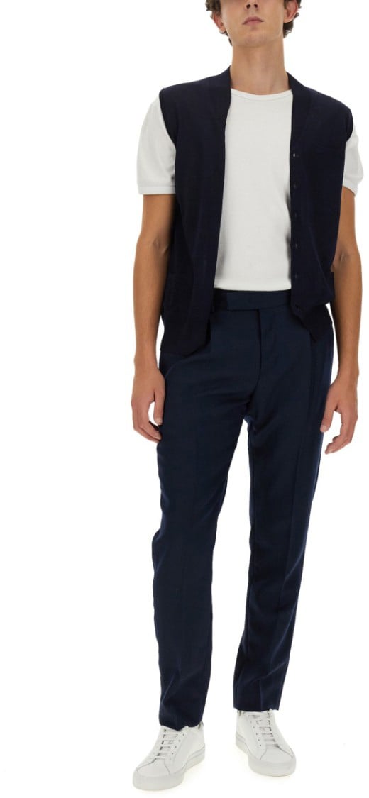 Ballantyne Minimalistic V-Neck Vest Blauw