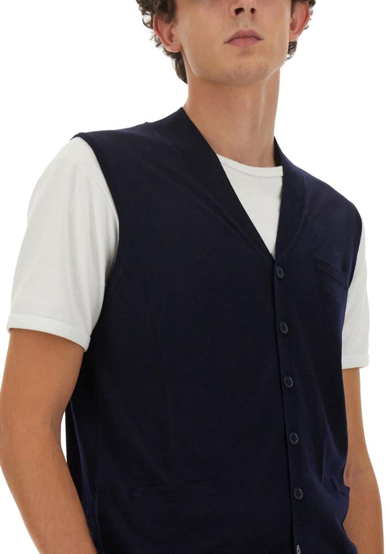 Ballantyne Minimalistic V-Neck Vest Blauw