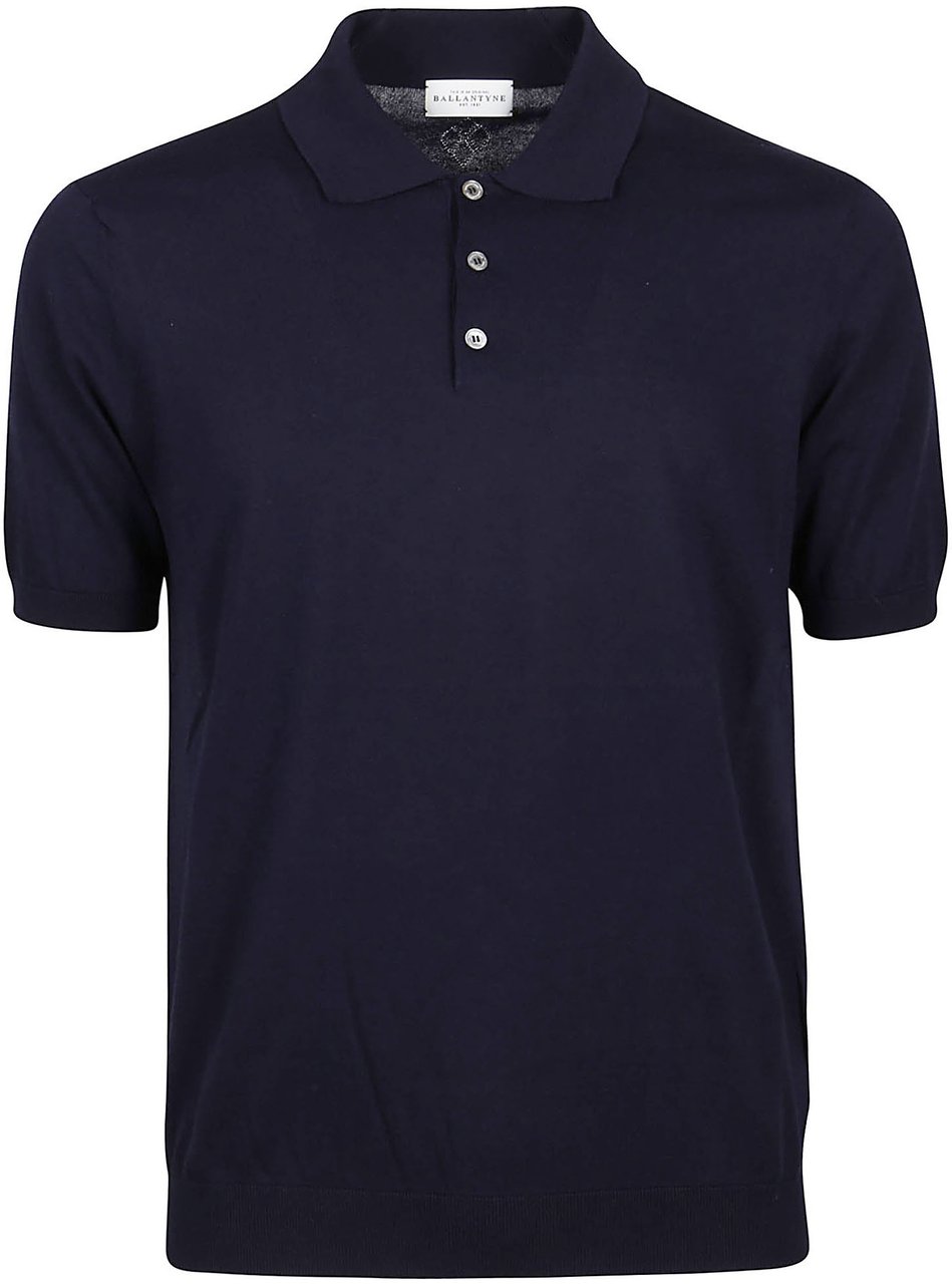 Ballantyne Short Sleeve Plain Polo Shirt Blue Blauw