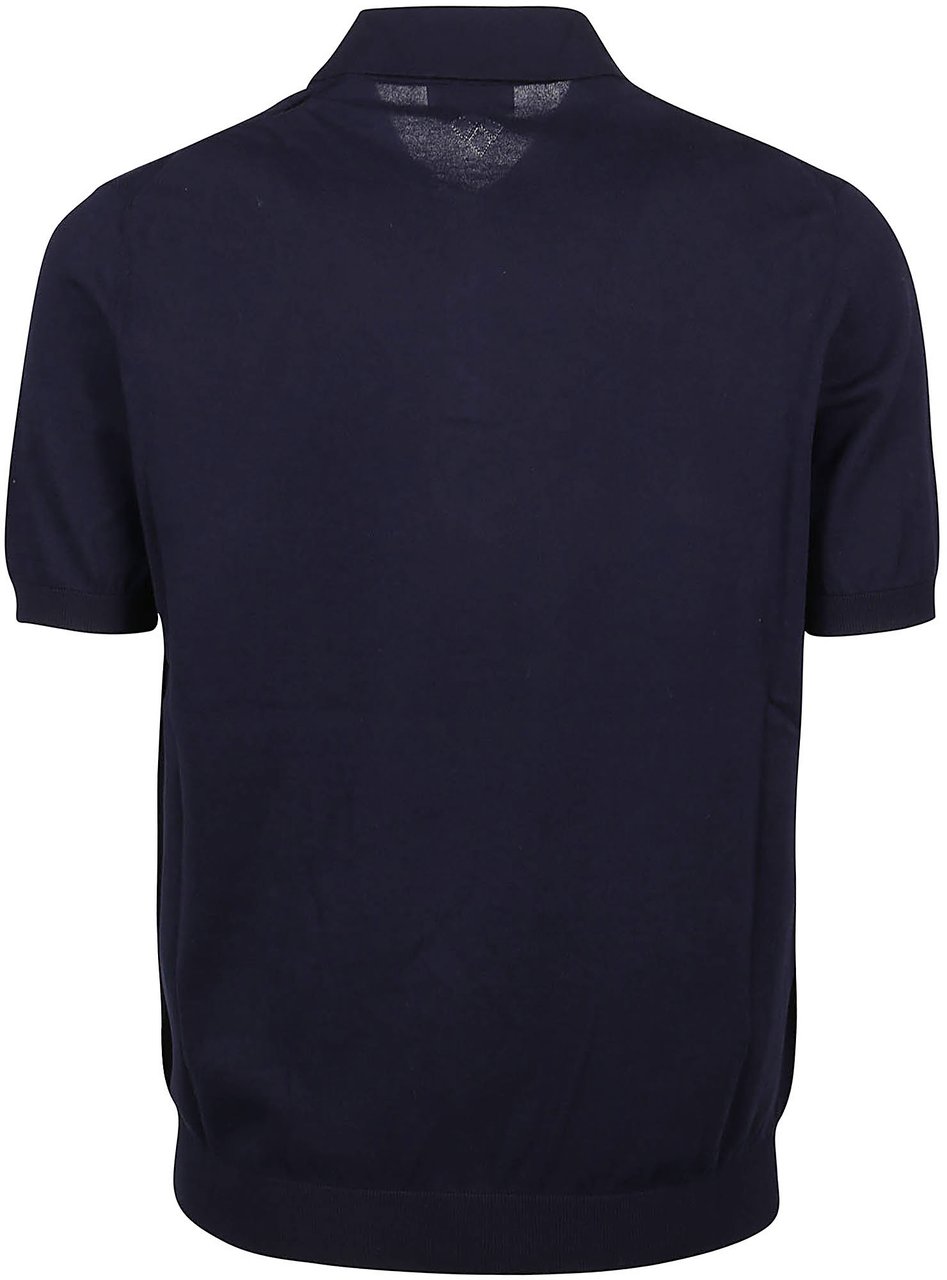 Ballantyne Short Sleeve Plain Polo Shirt Blue Blauw