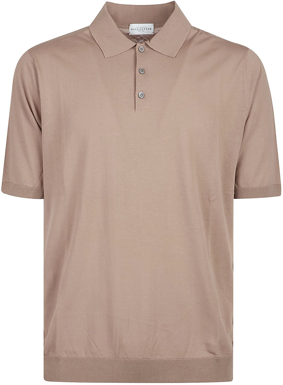 Ballantyne Short Sleeve Plain Polo Shirt Brown Bruin