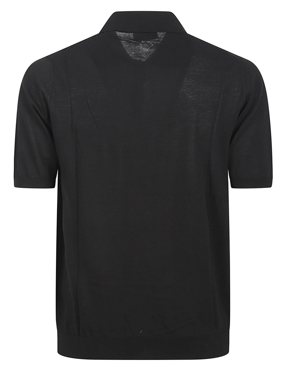 Ballantyne Short-Sleeve Polo Shirt with Buttoned Placket Zwart