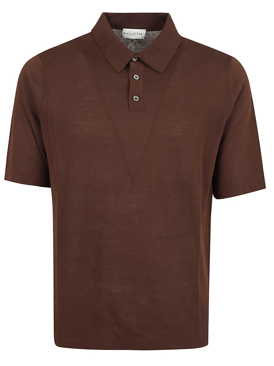 Ballantyne Chocolate Brown Polo Shirt with Ribbed Collar Bruin