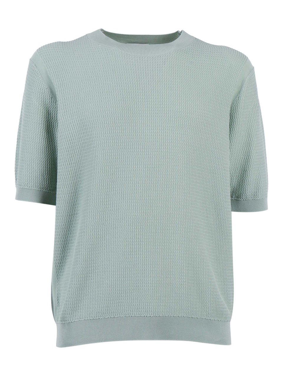 Ballantyne Textured Ribbed Short Sleeve Pullover Grijs
