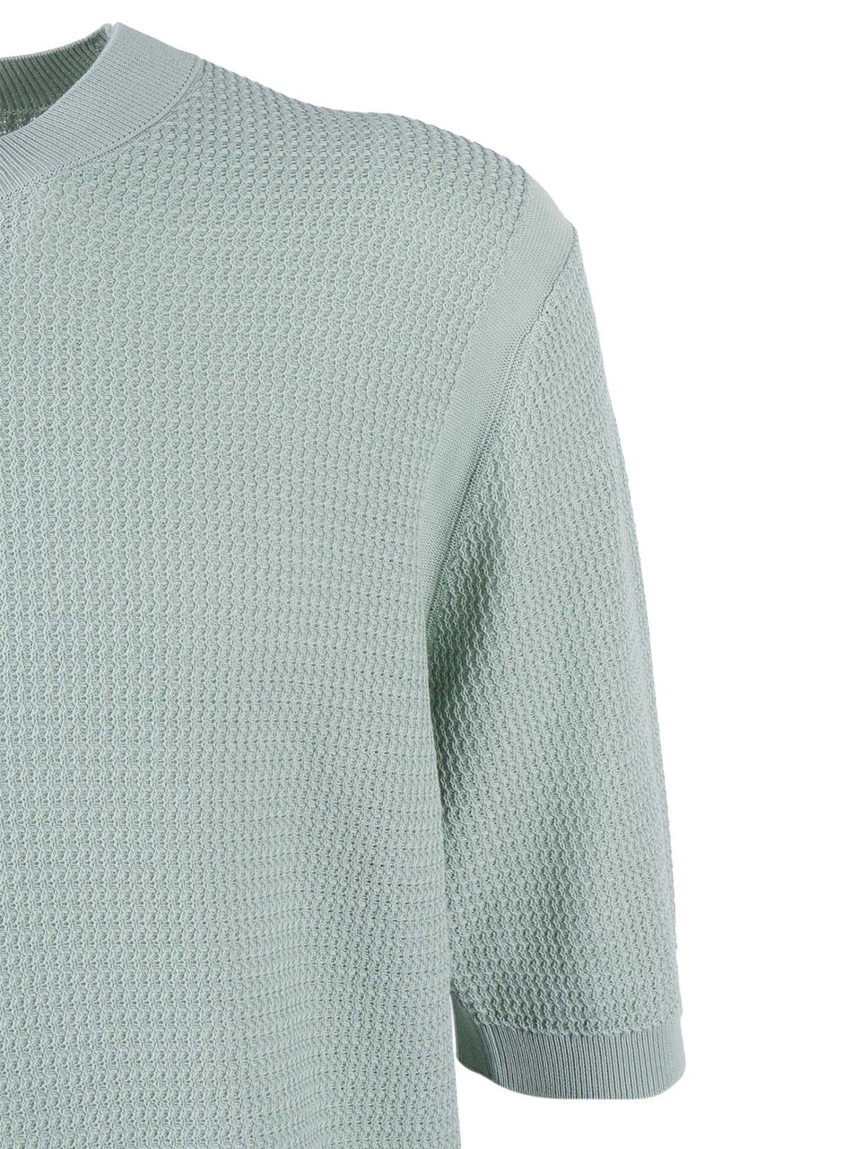 Ballantyne Textured Ribbed Short Sleeve Pullover Grijs