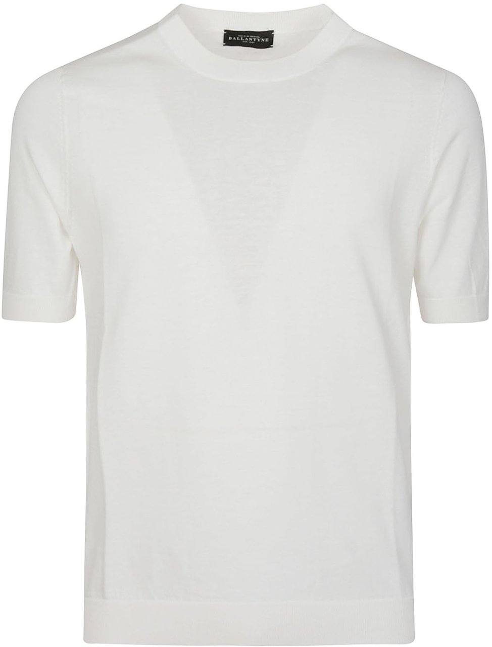 Ballantyne Short Sleeve Plain Sweater White Wit