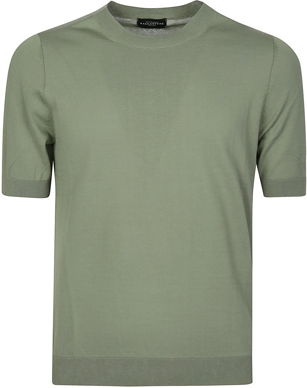 Ballantyne Short Sleeve Plain Sweater Green Groen