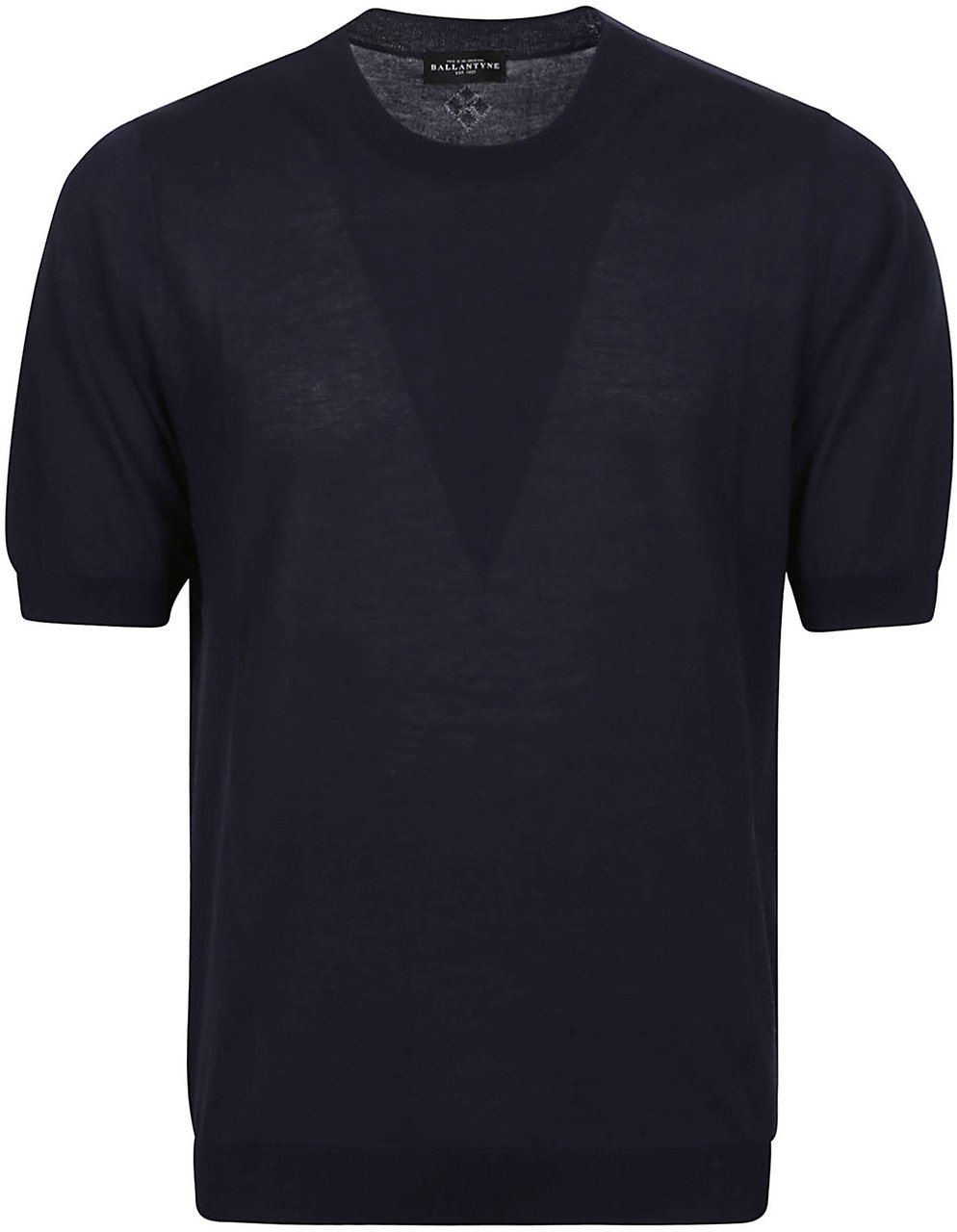 Ballantyne Short Sleeve Plain Sweater Blue Blauw