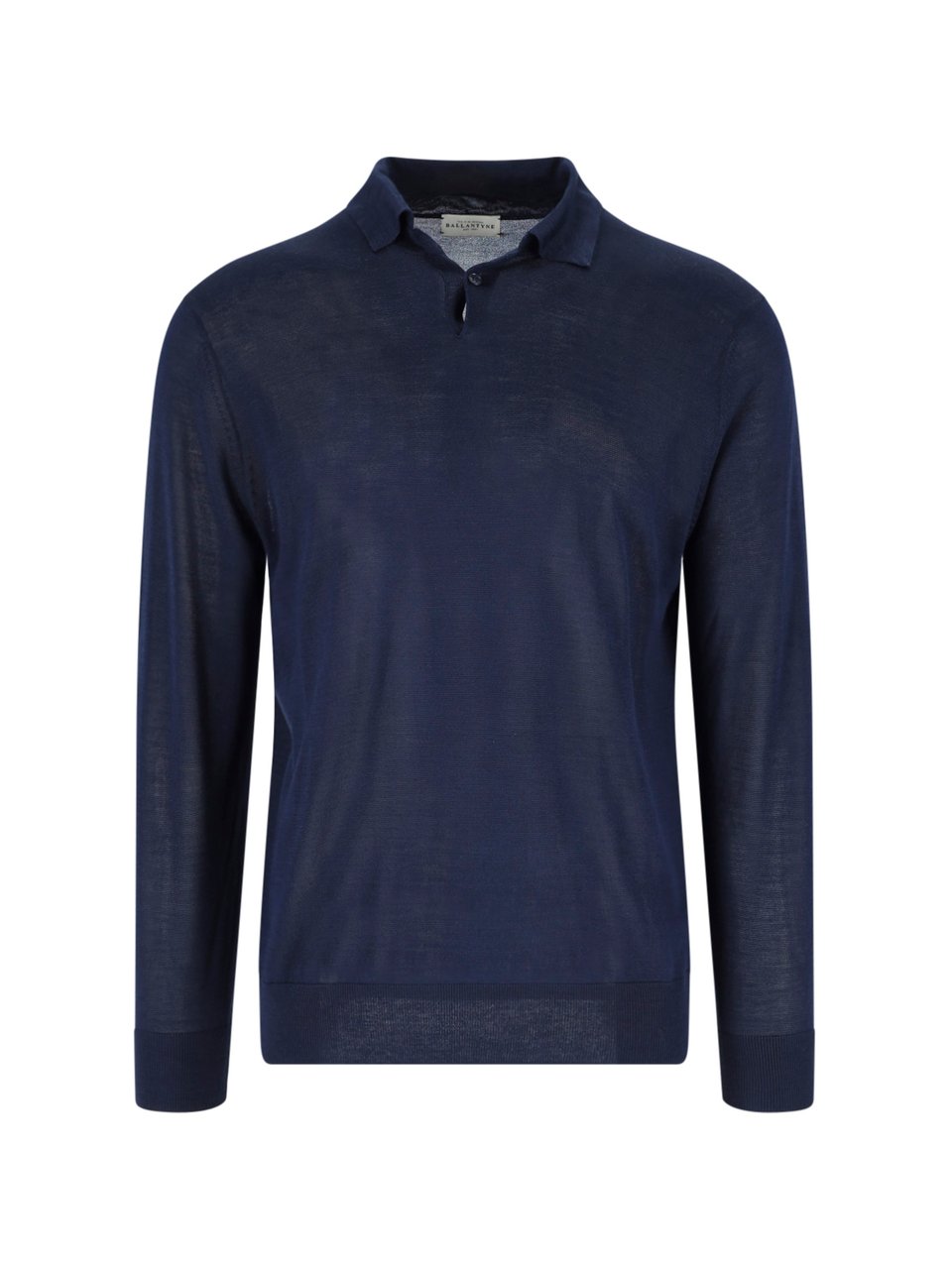 Ballantyne Blue Silk-Cashmere Ribbed Polo Sweater Blauw