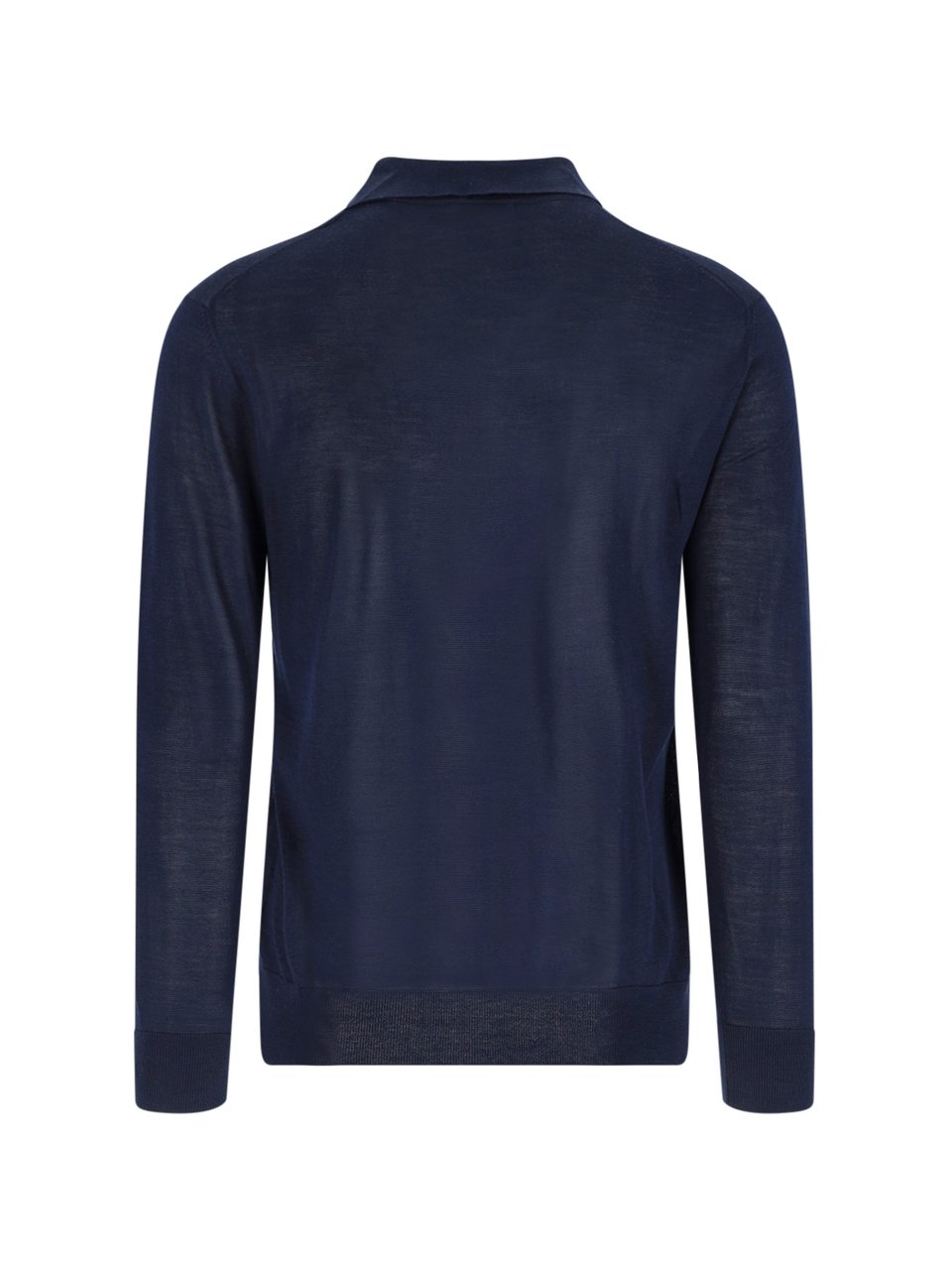 Ballantyne Blue Silk-Cashmere Ribbed Polo Sweater Blauw