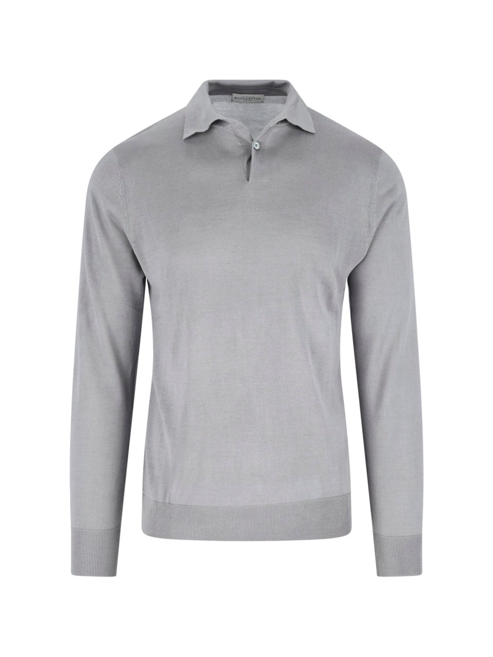 Ballantyne Grey Silk-Cashmere Ribbed Polo Sweater Grijs