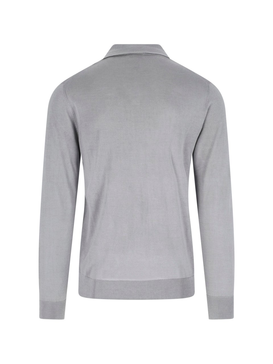 Ballantyne Grey Silk-Cashmere Ribbed Polo Sweater Grijs