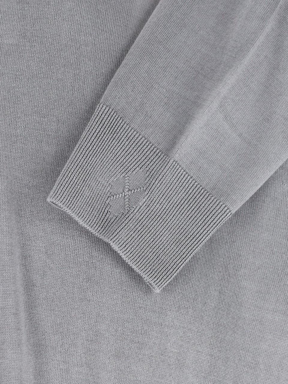 Ballantyne Grey Silk-Cashmere Ribbed Polo Sweater Grijs