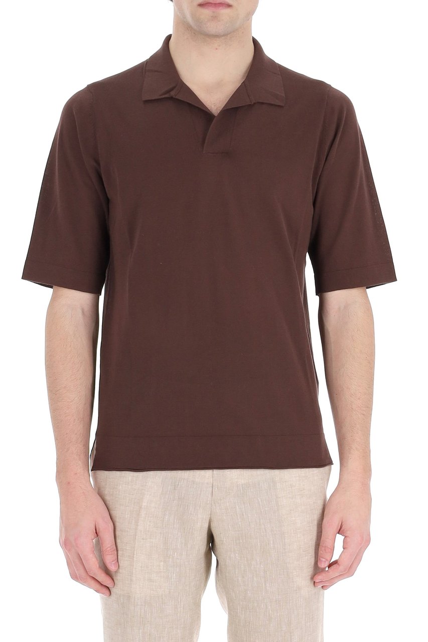 Ballantyne Fine Cotton Open Collar Polo Grijs