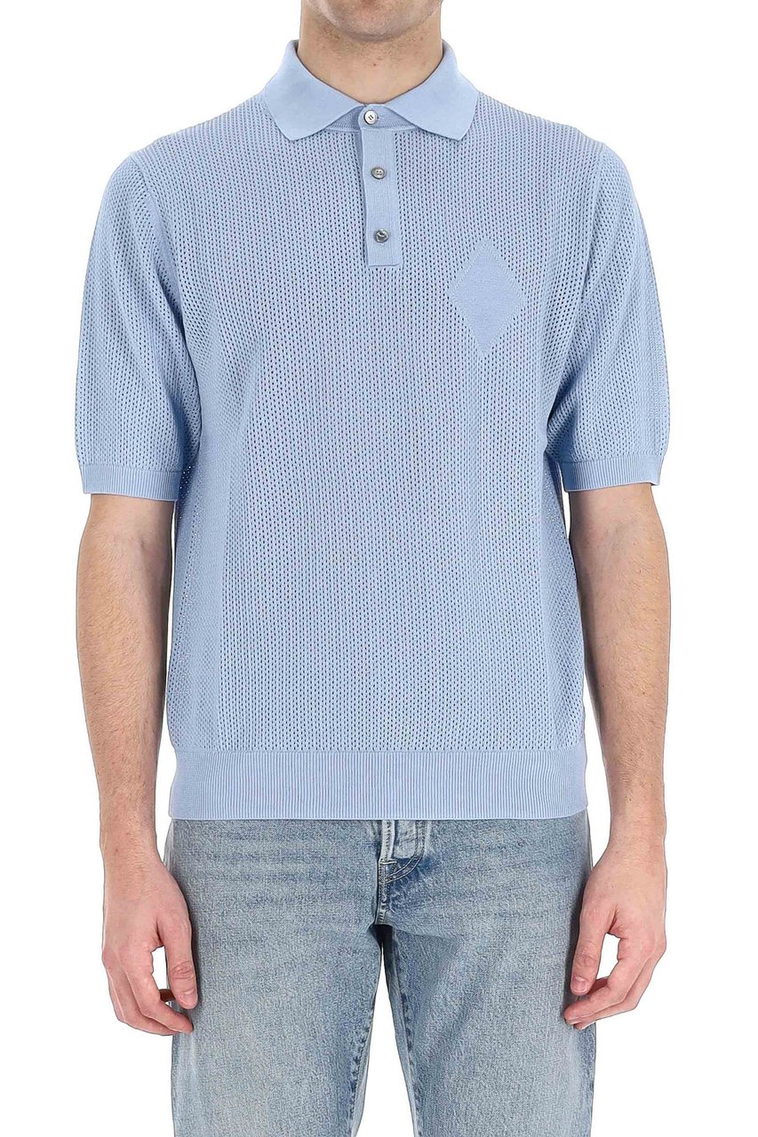 Ballantyne Perforated Cotton Polo Blauw