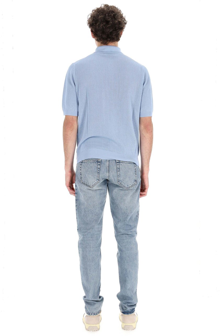 Ballantyne Perforated Cotton Polo Blauw