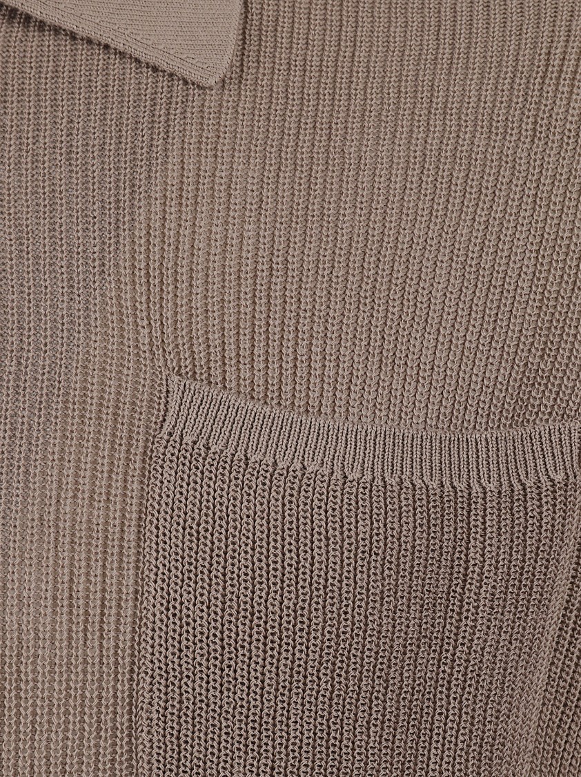 Ballantyne Textured Knit Long-Sleeved Polo Bruin