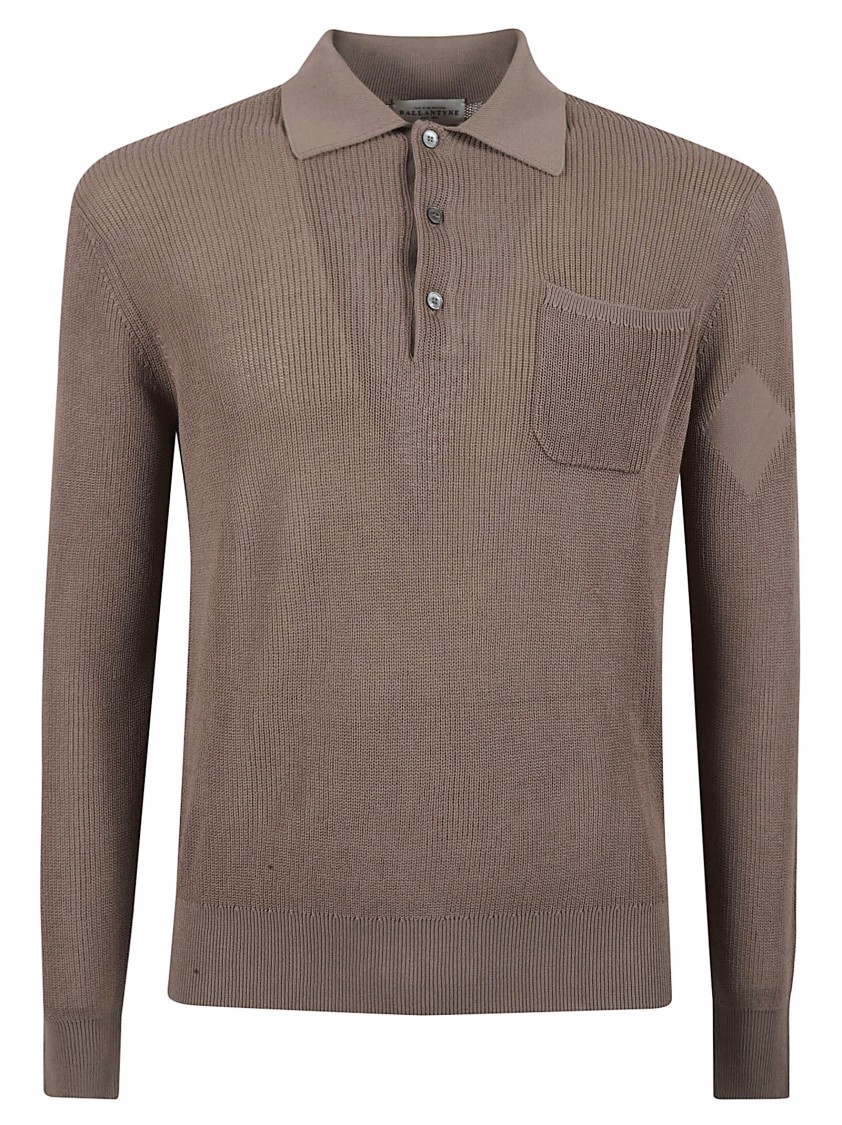 Ballantyne Textured Knit Long-Sleeved Polo Bruin
