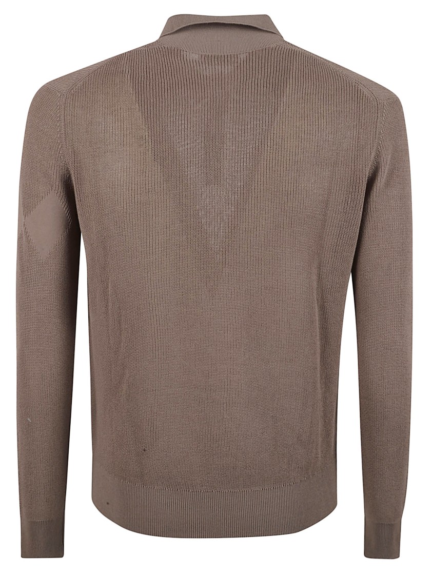 Ballantyne Textured Knit Long-Sleeved Polo Bruin