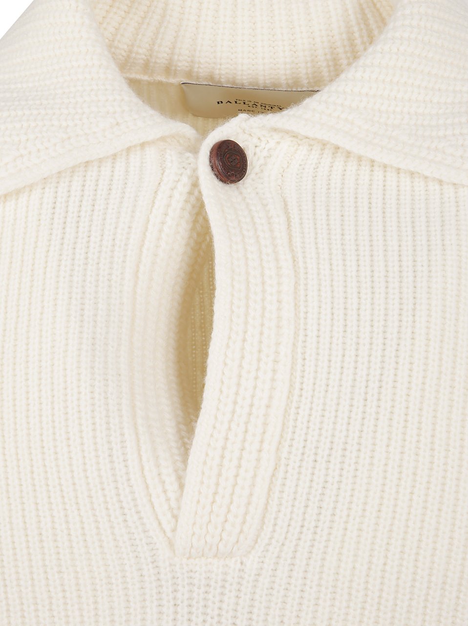 Ballantyne Ribbed Knit Sweater With Classic Collar Neutraal