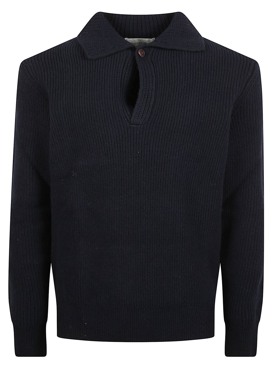 Ballantyne Ribbed Knit Sweater With Deep V-Neck Zwart