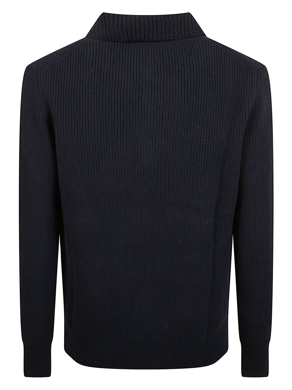 Ballantyne Ribbed Knit Sweater With Deep V-Neck Zwart