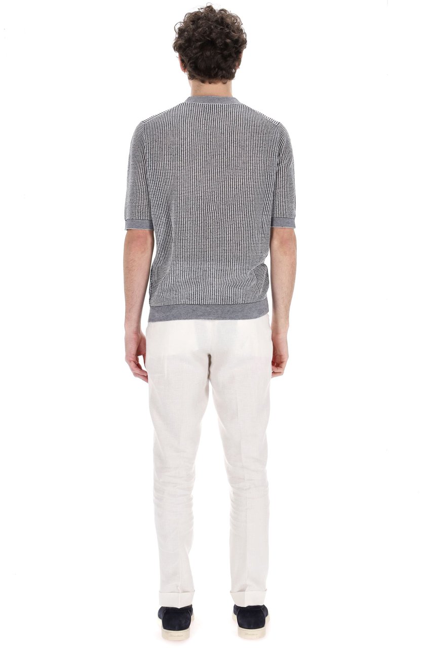 Ballantyne Jacquard Cotton-Linen T-Shirt Grijs