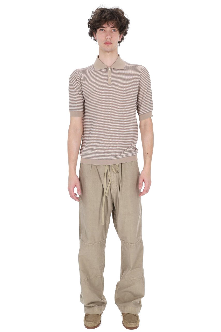 Ballantyne Beige Textured Cotton Polo Shirt Roze