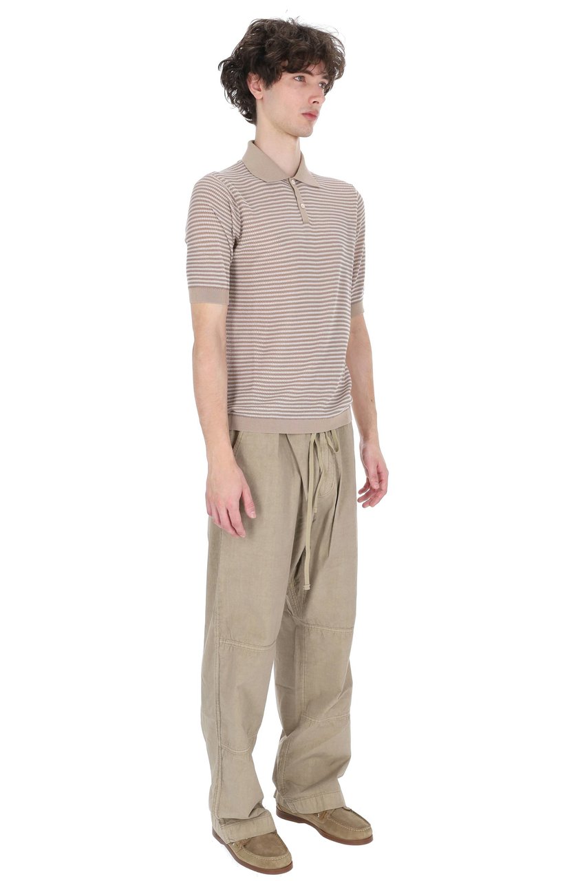 Ballantyne Beige Textured Cotton Polo Shirt Roze