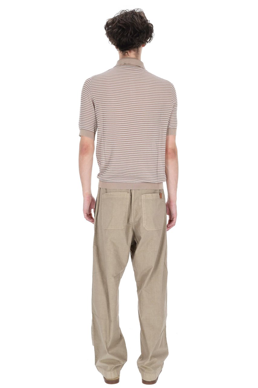 Ballantyne Beige Textured Cotton Polo Shirt Roze