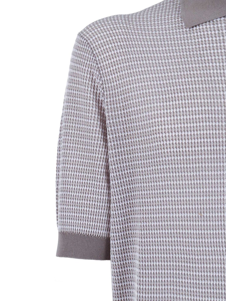Ballantyne Textured Knit Polo with Contrasting Trim and Two-Button Closure Neutraal