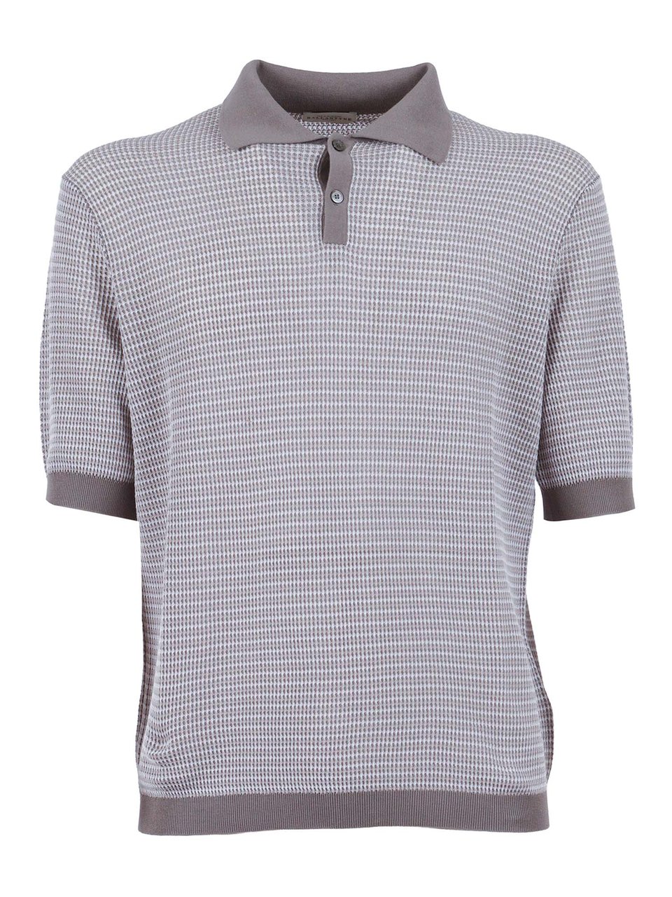 Ballantyne Textured Knit Polo with Contrasting Trim and Two-Button Closure Neutraal