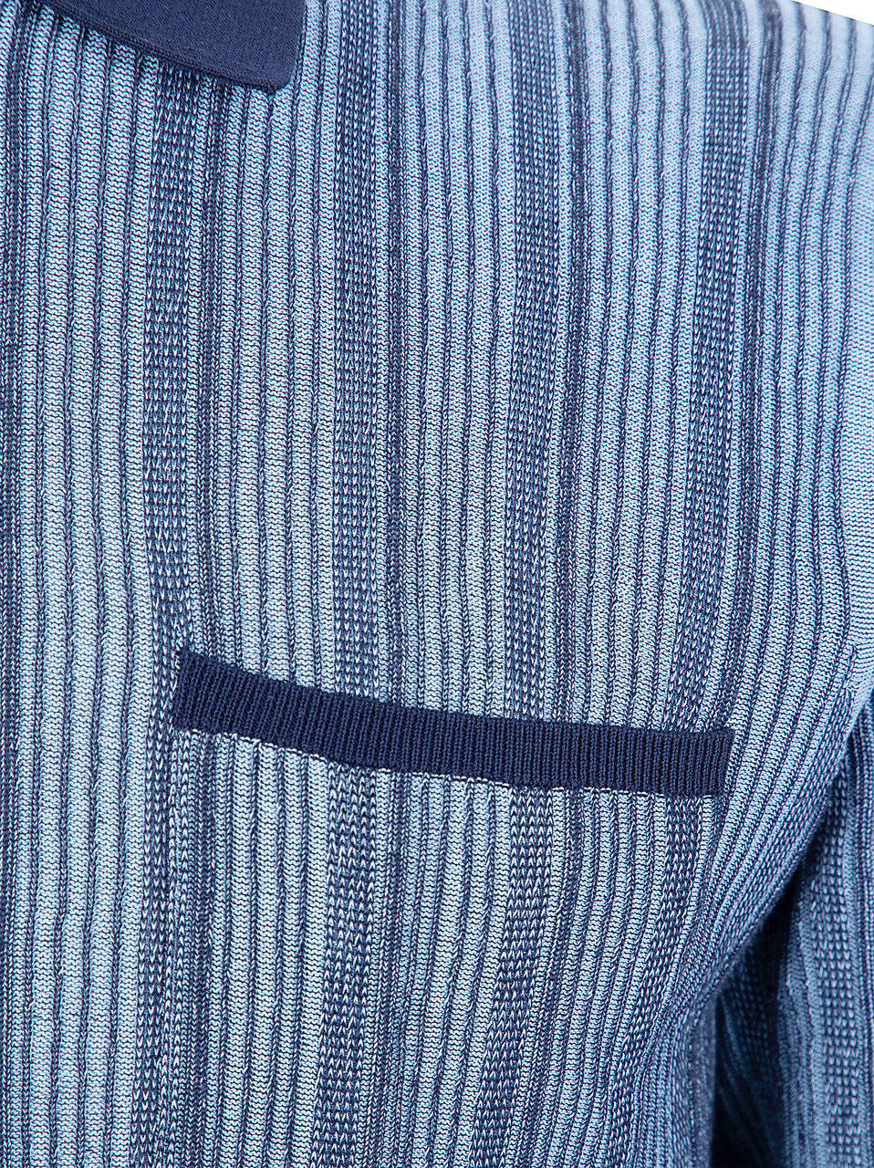 Ballantyne Textured Stripe Polo Shirt with Chest Pocket Detail Blauw