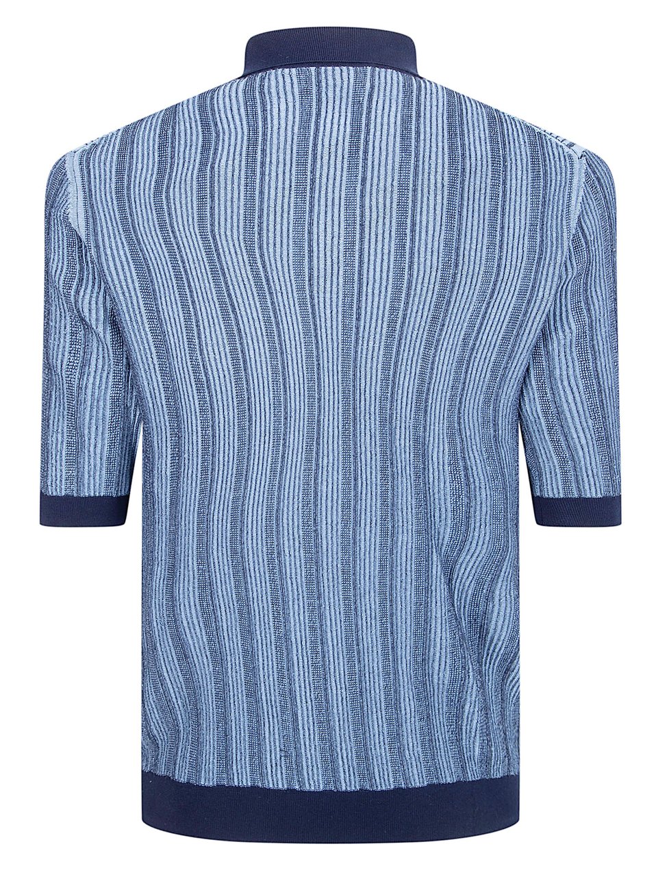 Ballantyne Textured Stripe Polo Shirt with Chest Pocket Detail Blauw