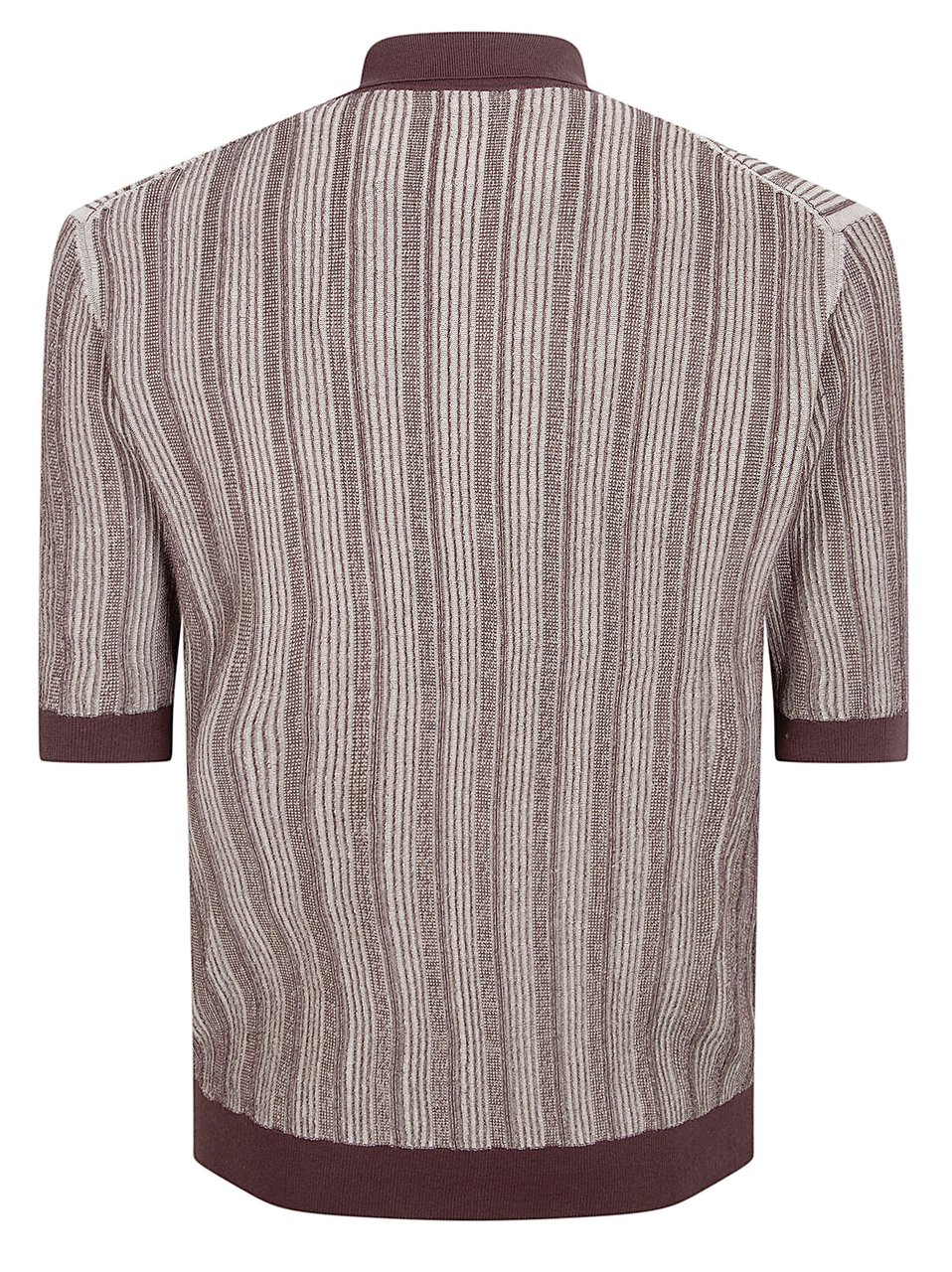 Ballantyne Textured Striped Polo Shirt with Classic Collar and Chest Pocket Grijs
