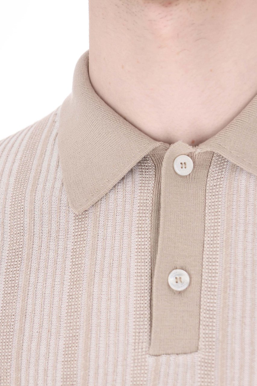 Ballantyne Beige Textured Cotton Pocket Polo Shirt Wit