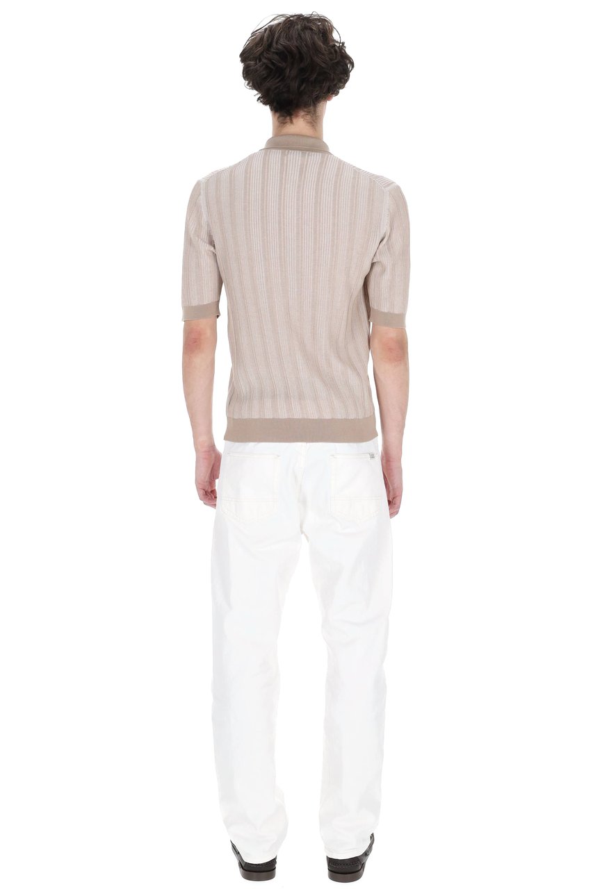 Ballantyne Beige Textured Cotton Pocket Polo Shirt Wit