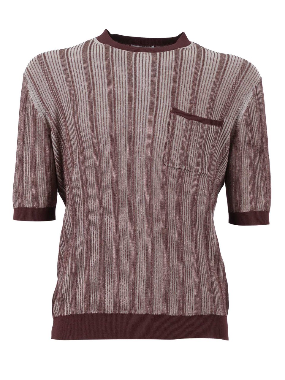 Ballantyne Vertical Stripe Ribbed Top Roze