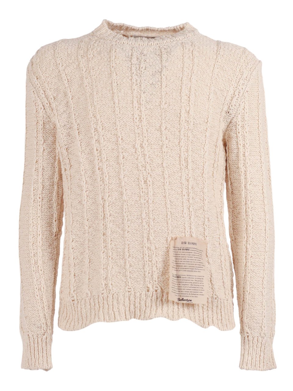 Ballantyne Textured Cable Knit Sweater Neutraal