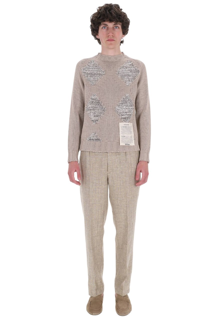 Ballantyne Raw Diamond Pure Cashmere Crewneck Sweater Grijs