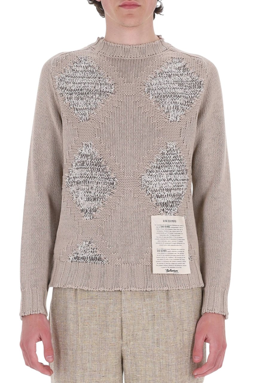Ballantyne Raw Diamond Pure Cashmere Crewneck Sweater Grijs