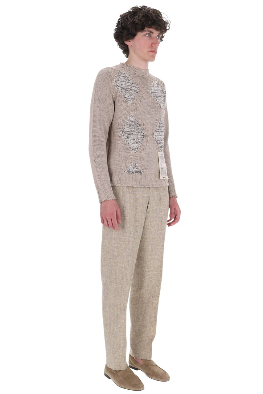 Ballantyne Raw Diamond Pure Cashmere Crewneck Sweater Grijs