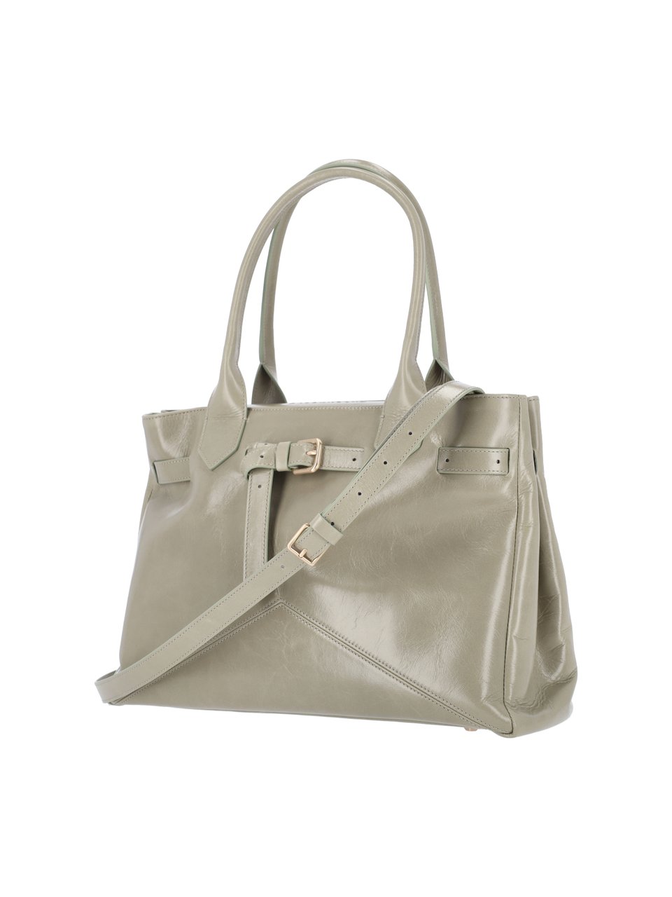 Ballantyne Sophisticated Grey Calfskin Tote With Adjustable Buckle Detail Neutraal