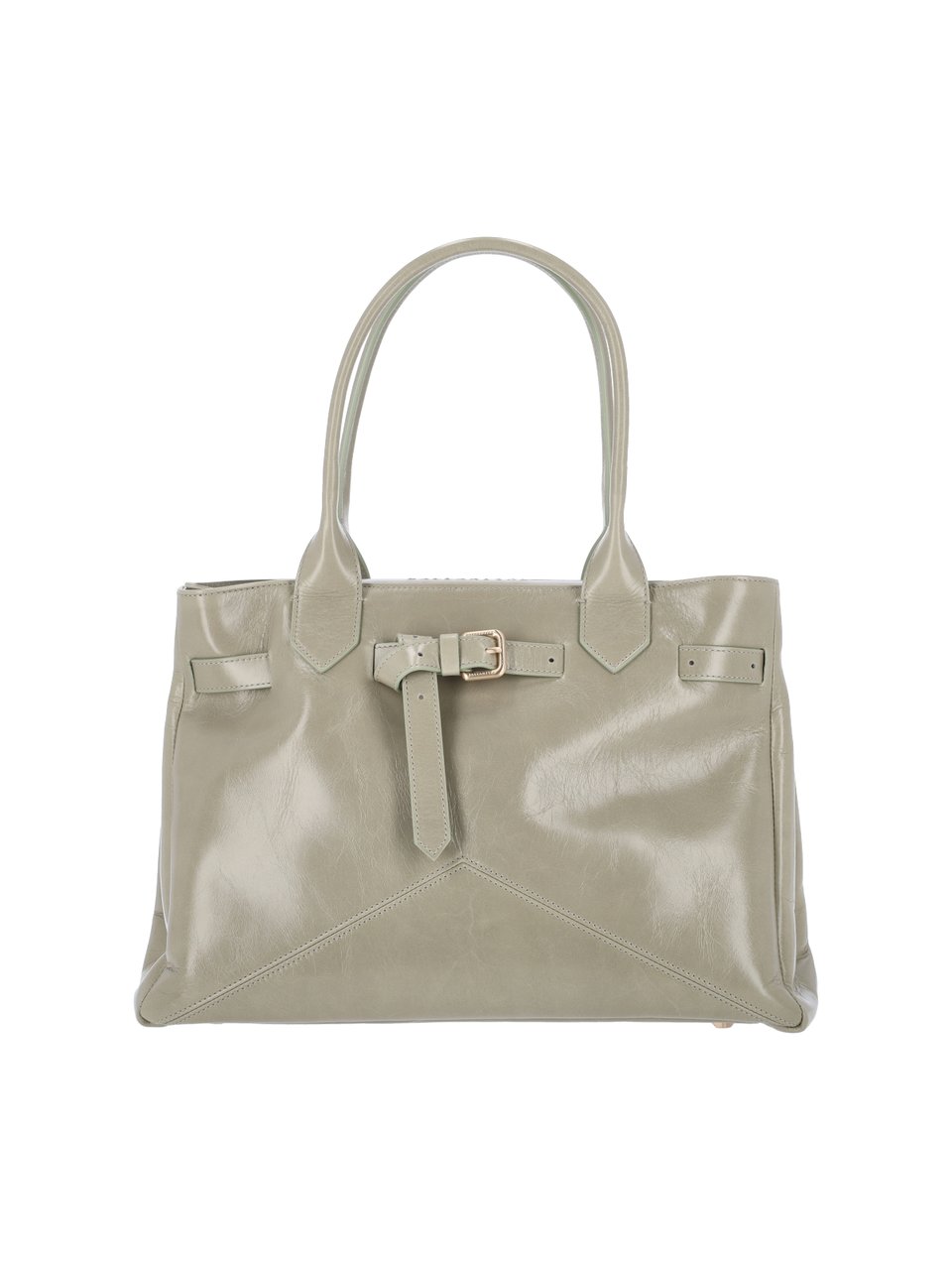Ballantyne Sophisticated Grey Calfskin Tote With Adjustable Buckle Detail Neutraal